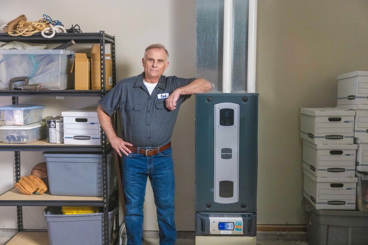 Furnace installation in a utility room